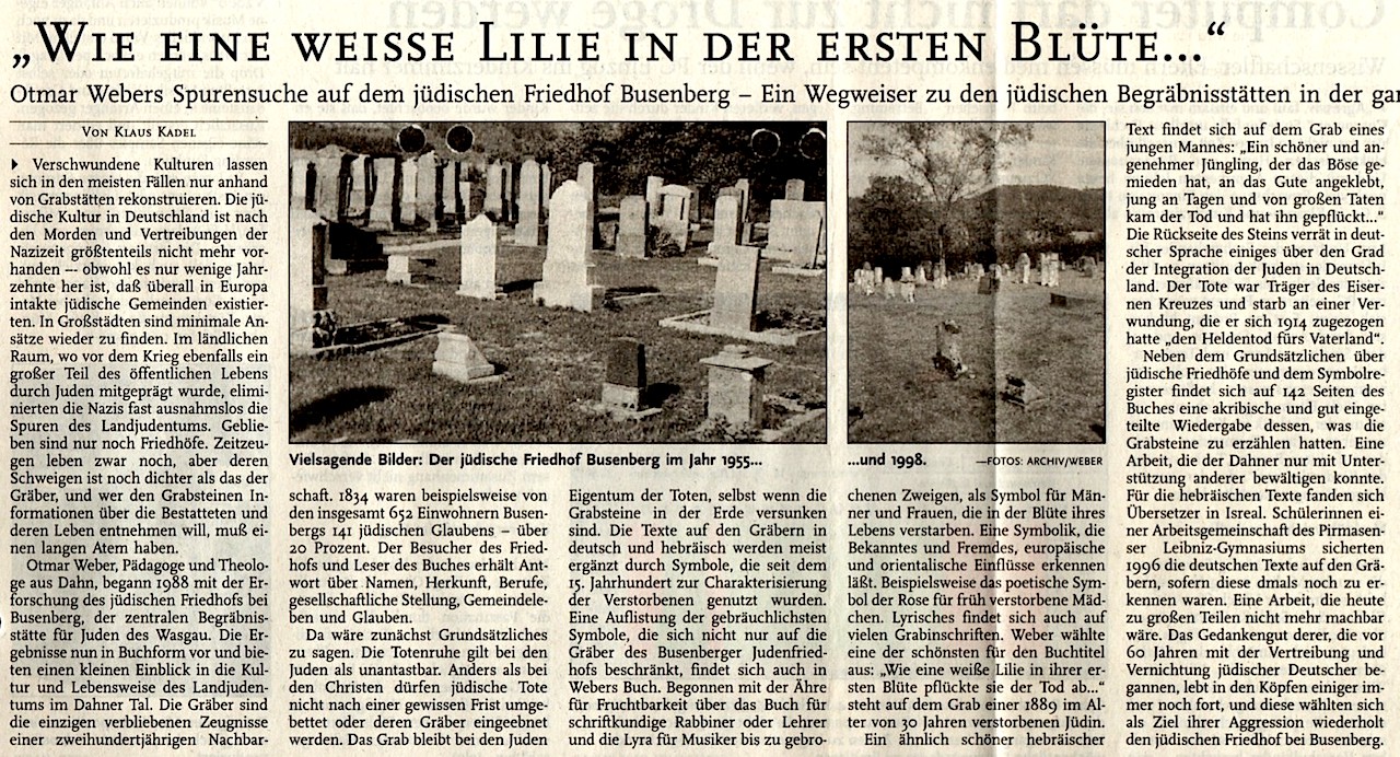Der jüdische Friedhof Busenberg