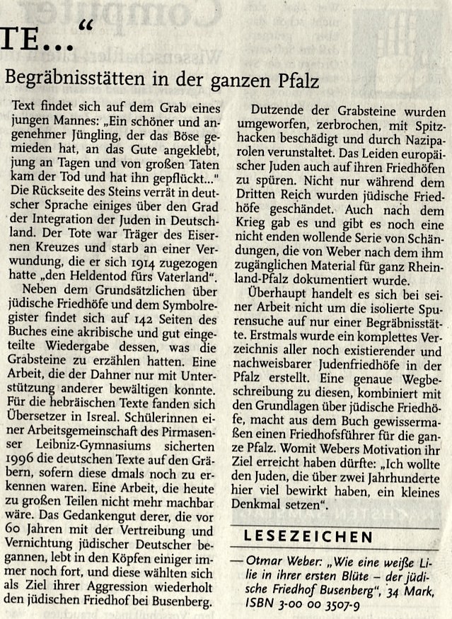 Der jüdische Friedhof Busenberg